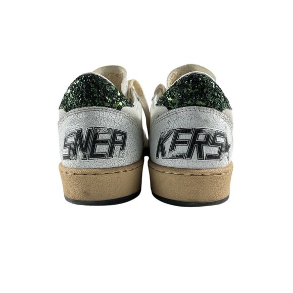 Golden Goose 'Ballstar' White Leather Glittered Distressed Leather Sneakers - Picture 4 of 7